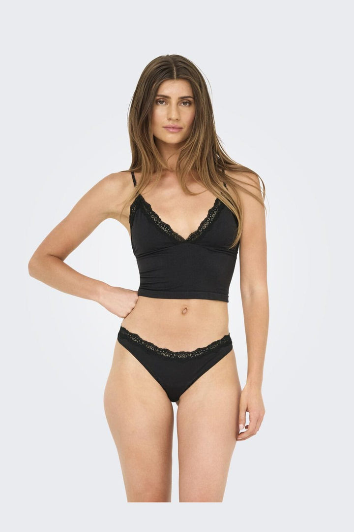 Only - Onlvicky Lace Thong 2-Pack Acc - 4822908 Black 2Xpack