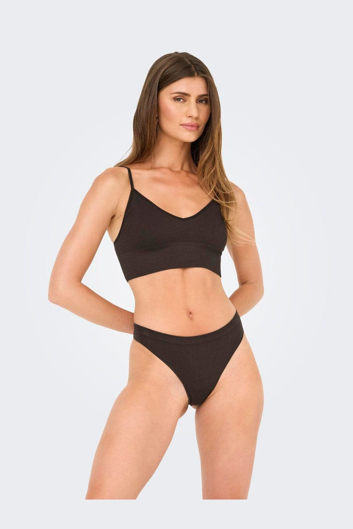Only - Onlvicky Rib Seamless Vneck Top Acc - 4819326 Seal Brown