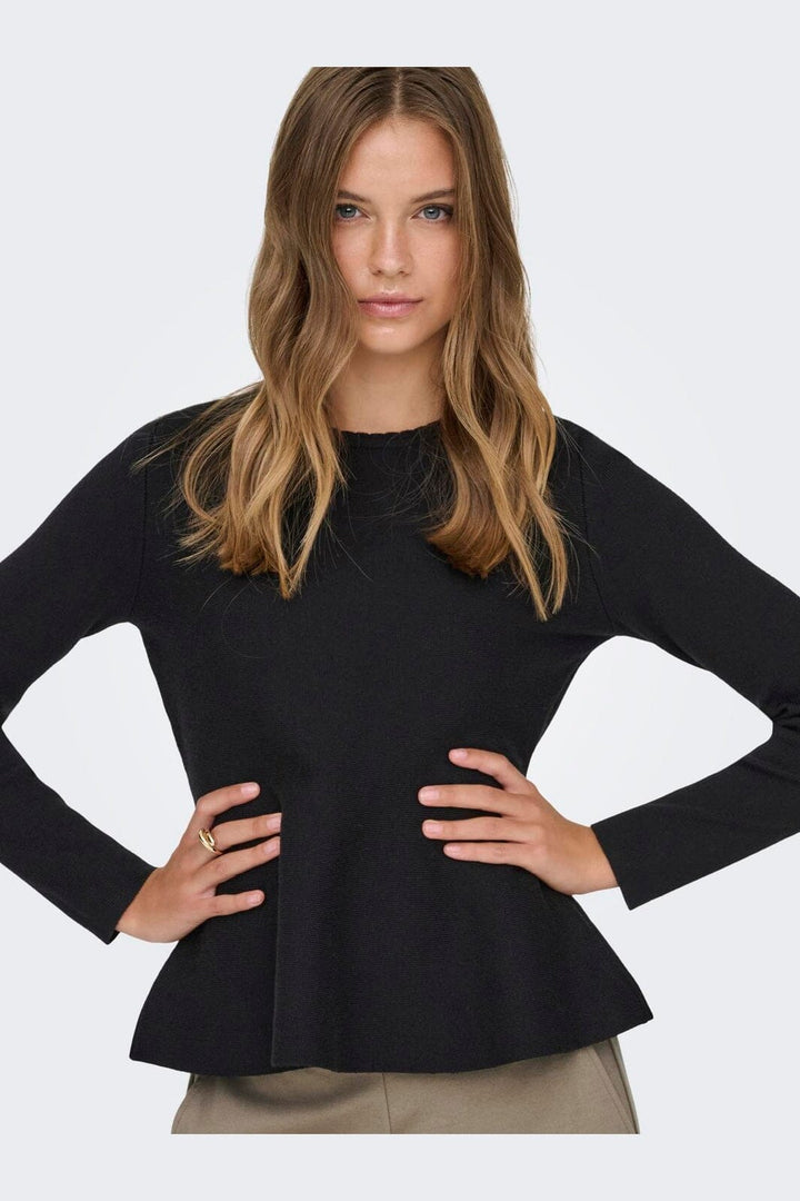 Only - Onlvilda Ls Peplum O-Neck Knt - 5026293 Black