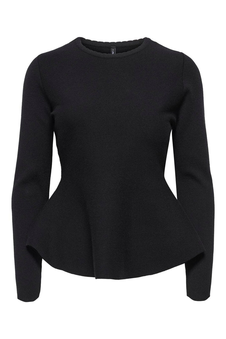 Only - Onlvilda Ls Peplum O-Neck Knt - 5026293 Black