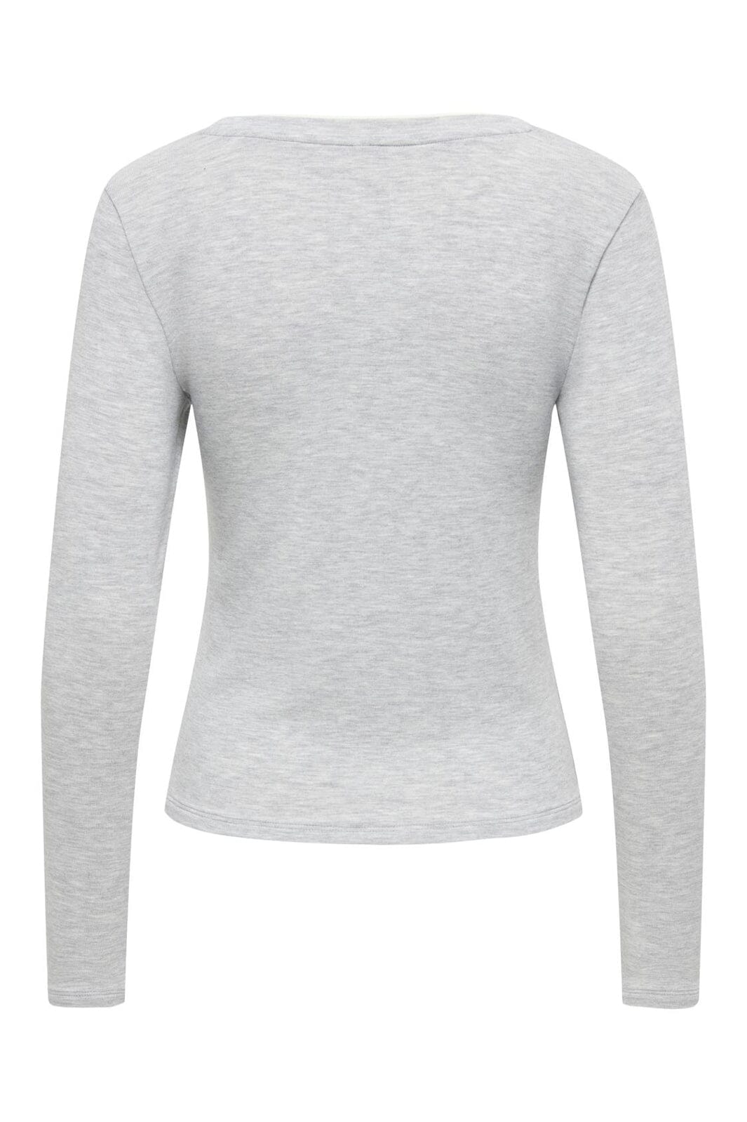 Only - Onlvirro L/S U-Neck Double Top - 5169837 Light Grey Melange Cloud Dancer