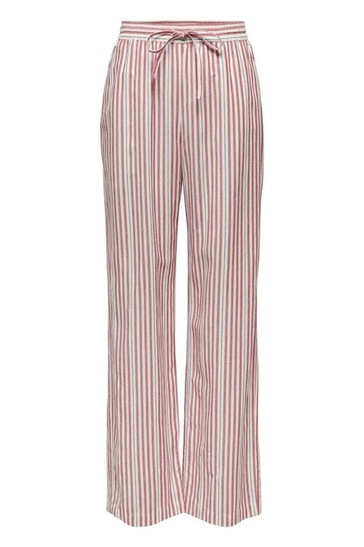 Only - Onlwindy Life Linen Bl Pull-Up - 4714535 Cloud Dancer W High Risk Red/Black Bukser 