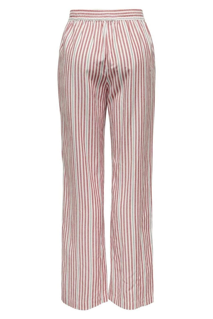 Only - Onlwindy Life Linen Bl Pull-Up - 4714535 Cloud Dancer W High Risk Red/Black Bukser 