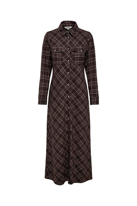 Only - Onlwren Check L/S Long Shirt Dress - 4970171 Black Checked Forge
