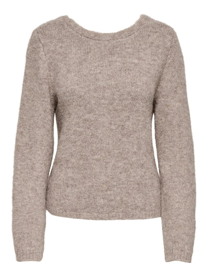 Only - Onlzaggie Life Ls V-Neck Reversib Knt - 5044828 Humus Melange Strikbluser 