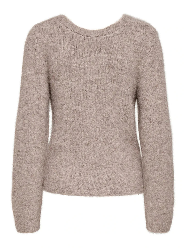 Only - Onlzaggie Life Ls V-Neck Reversib Knt - 5044828 Humus Melange Strikbluser 