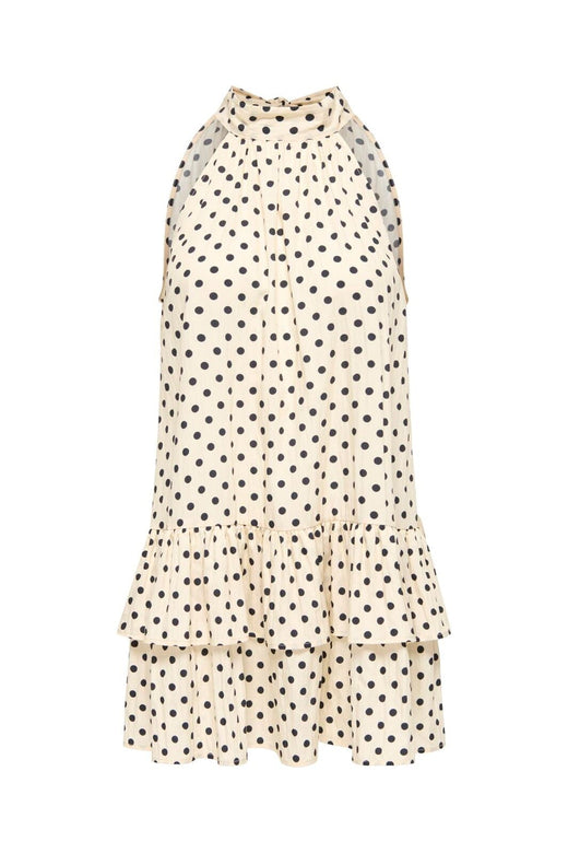 Only - Onlzazie S/L Short Frill Dress - 5140499 Sandshell Black Dot