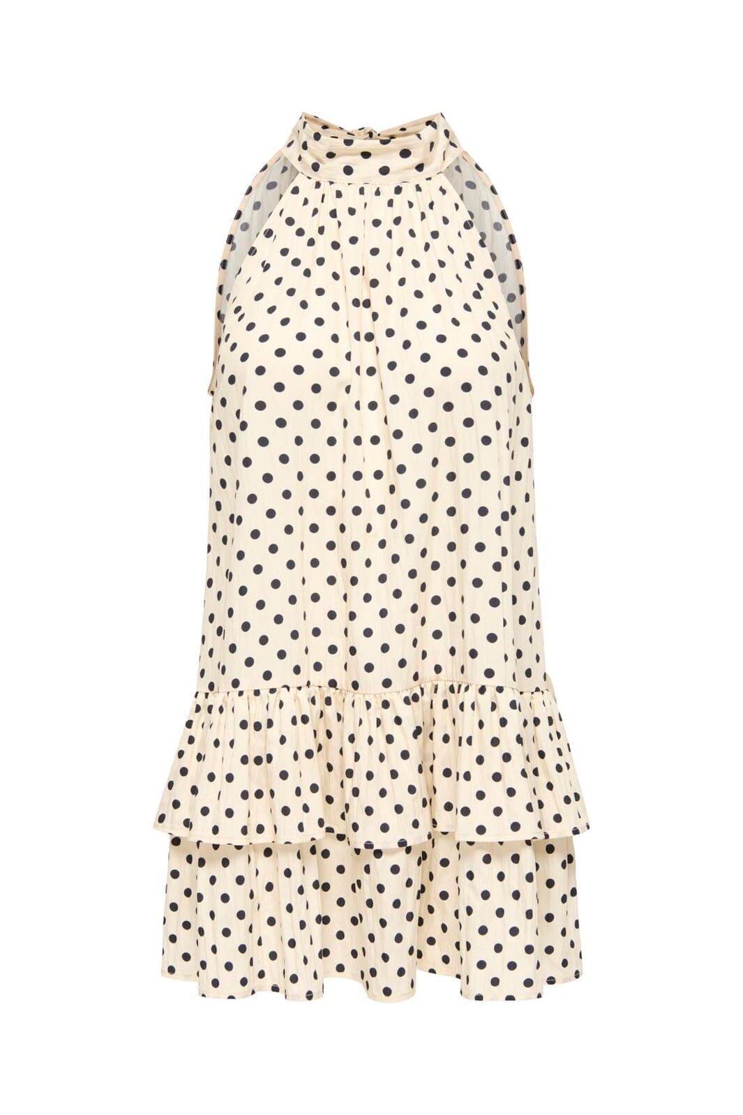Only - Onlzazie S/L Short Frill Dress - 5140499 Sandshell Black Dot