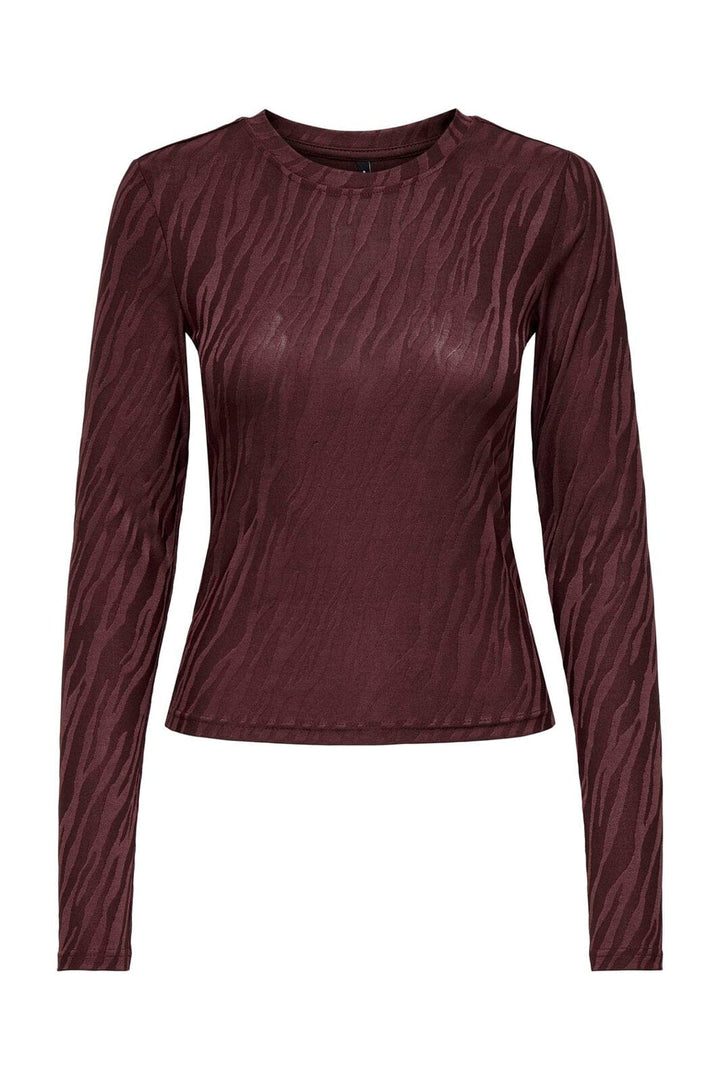 Only - Onlzele L/S Roundneck Top - 4916070 Decadent Chocolate Jose Zebra