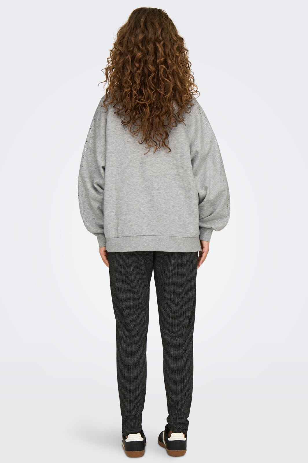 Only - Onlzenna L/S Oversize Stone Swt - 4728633 Light Grey Melange Silver Rhinestones