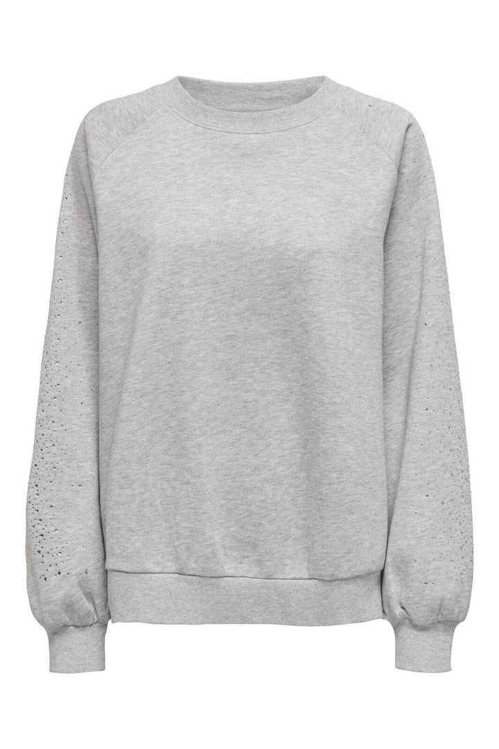 Only - Onlzenna L/S Oversize Stone Swt - 4728633 Light Grey Melange Silver Rhinestones