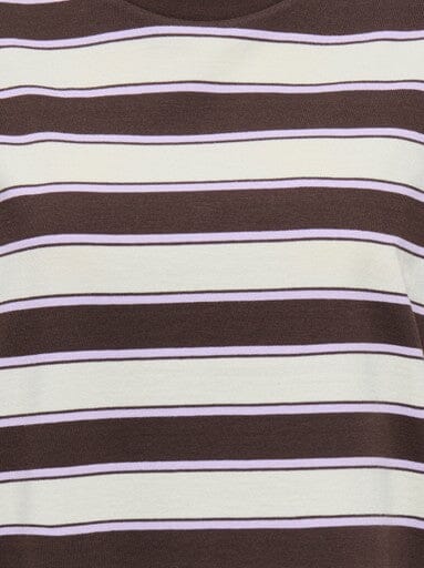 Only - Pglisa Stripe S/S Top - 5236445 Chocolate Torte Egret / Light Purple Stripes T-shirts 
