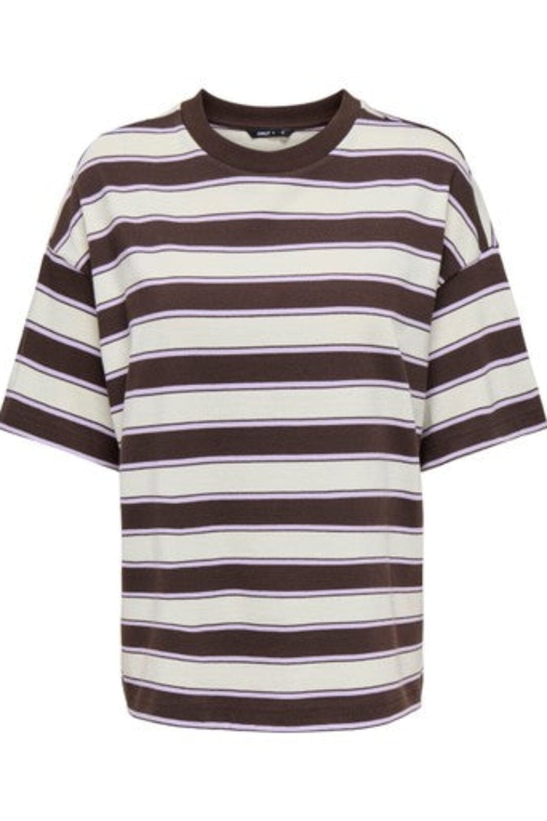 Only - Pglisa Stripe S/S Top - 5236445 Chocolate Torte Egret / Light Purple Stripes T-shirts 