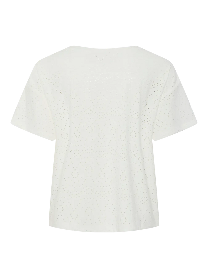 Pieces - Pcabby Ss Brod Ang Tee - 4640402 Cloud Dancer T-shirts 