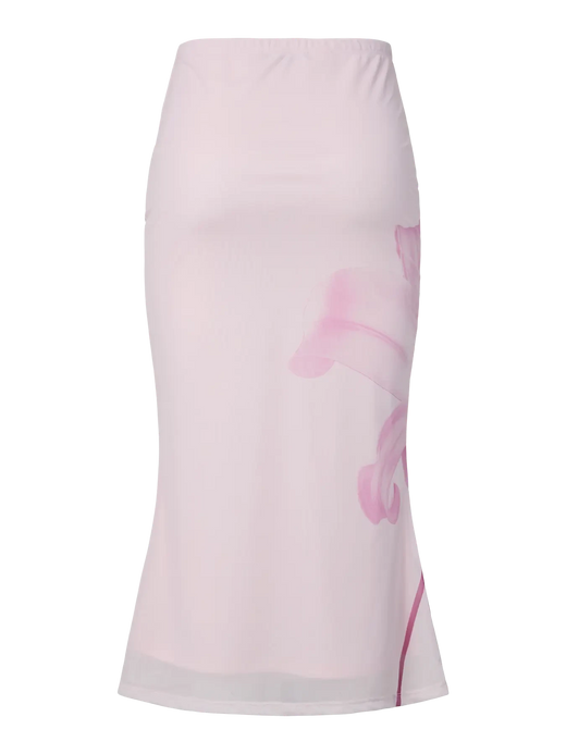 Pieces - Pcalbi Midi Skirt - 5109240 Roseate Spoonbill Flower Nederdele 