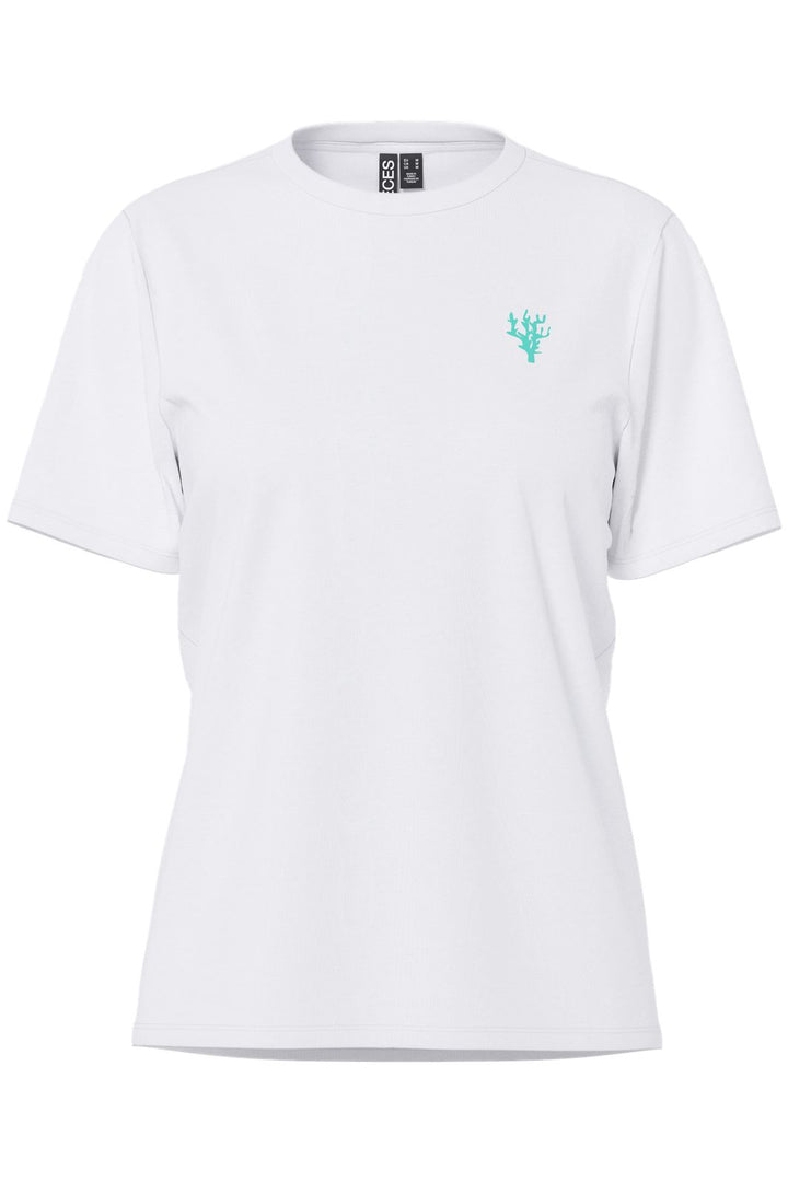 Pieces - Pcalifi Fasttrack Ss Oversize Tee - 4956831 Bright White Smal Sea Plant In Front-Amalfi Coast On The Back