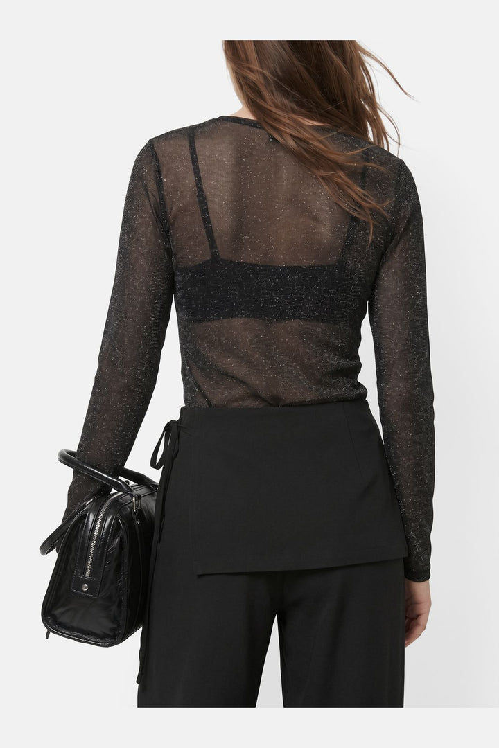 Pieces - Pcalli Ls Glitter Top - 5233974 Black Glitter