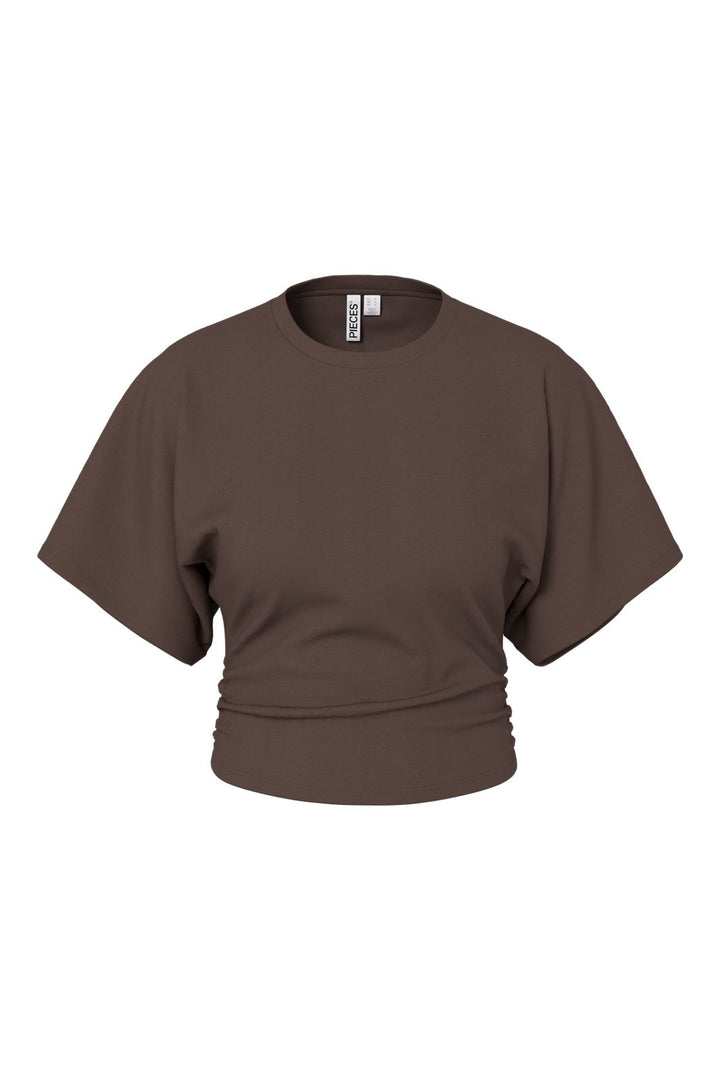 Pieces - Pcalli Ss O-Neck Top Dm - 5159161 Hot Fudge