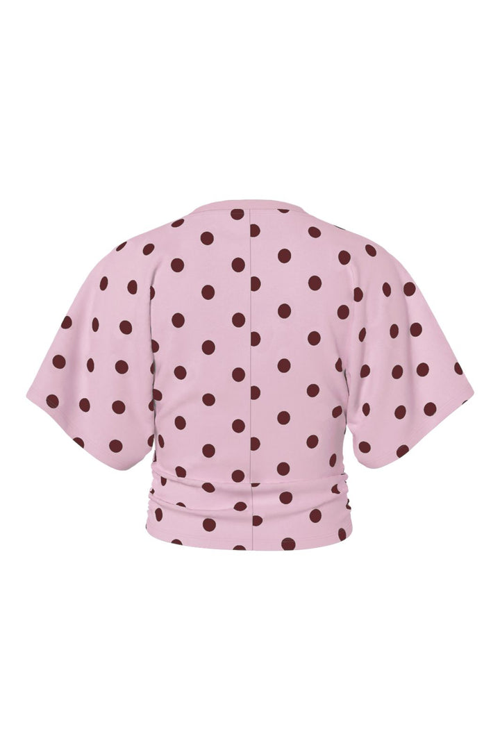 Pieces - Pcalli Ss O-Neck Top Dm - 5217129 Roseate Spoonbill Dots - Tawny Port