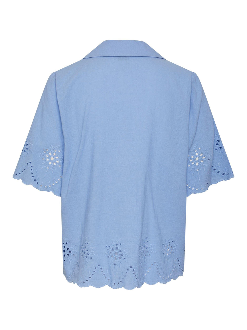 Pieces - Pcalmina Ss Embroidery Shirt - 4486677 Hydrangea Skjorter 