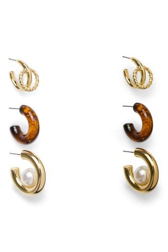 Pieces - Pcaltana A Earrings 3-Pack - 5075567 Golden Colour Øreringe 