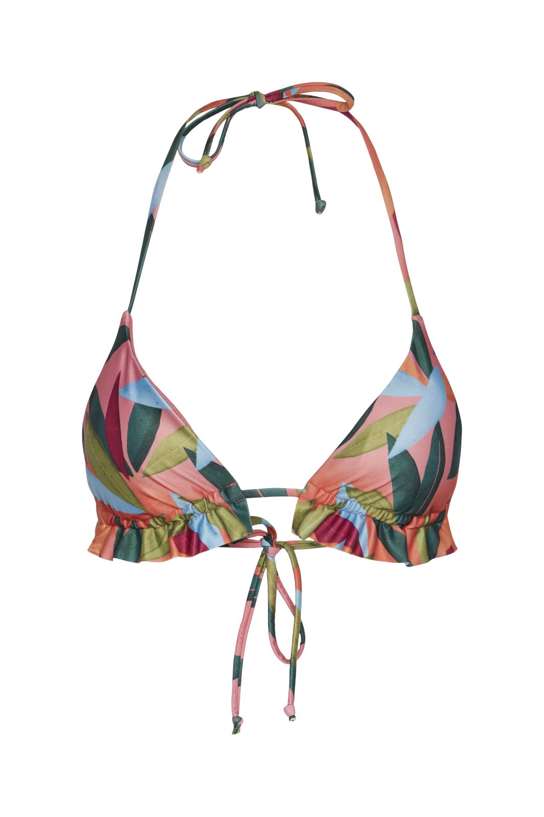 Pieces - Pcamanda Bikini Triangle Top Sww - 4448909 Blazing Orange Tropical Flower