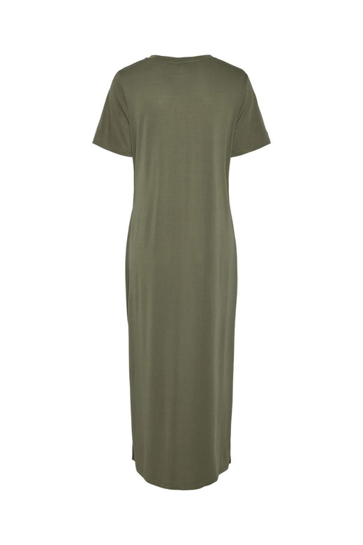 Pieces - Pcanora Ss O-Neck Midi Knot Dress - 4640421 Deep Lichen Green