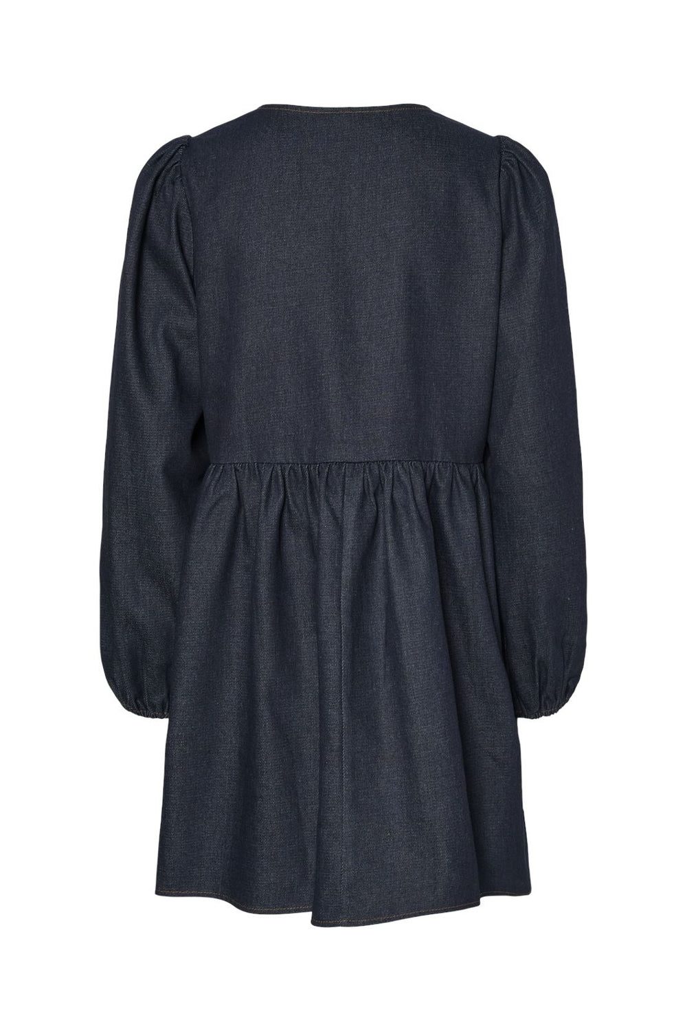 Pieces - Pcasta Ls O-Neck Tie Denim Dress - 4821746 Dark Blue Denim Unwashed