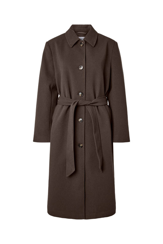 Pieces - Pcaya Long Coat - 5102327 Hot Fudge