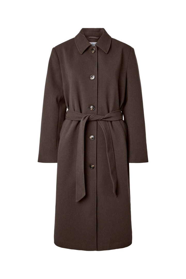 Pieces - Pcaya Long Coat - 5102327 Hot Fudge