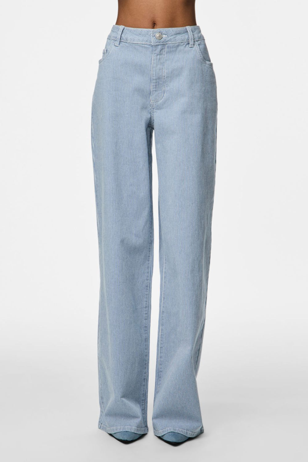 Pieces - Pcbillo Wide Denim Jeans - 4819963 Light Blue Denim White Stripes Jeans 