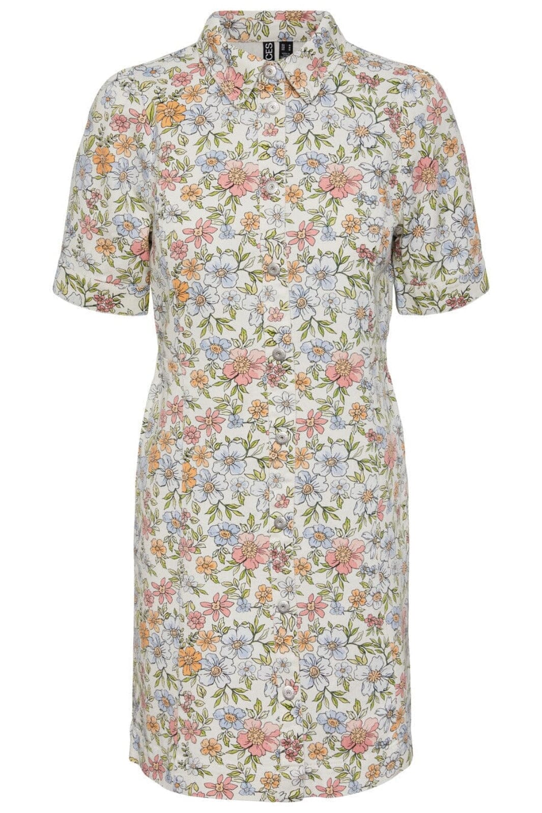 Pieces - Pcblume Ss A-Shape Dress - 4464828 Birch Flower meadow Kjoler 