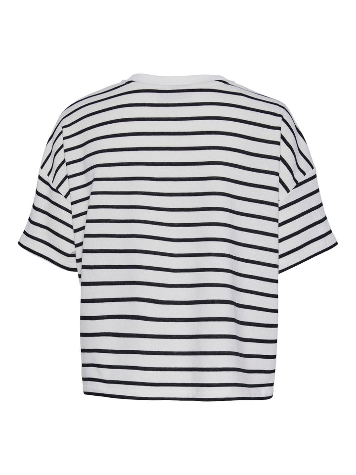 Pieces - Pcchilli Summer 2/4 Sweat Stripe - 4476191 Cloud Dancer Black Bluser 