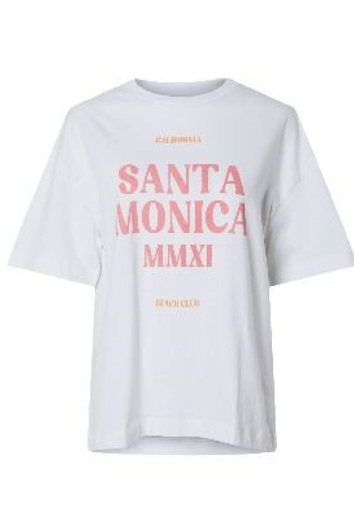 Pieces - Pcclaude Ss Printed T-Shirt - 4823568 Bright White Santa Monica