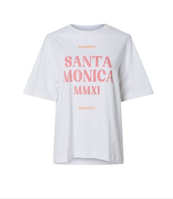 Pieces - Pcclaude Ss Printed T-Shirt - 4823568 Bright White Santa Monica T-shirts 