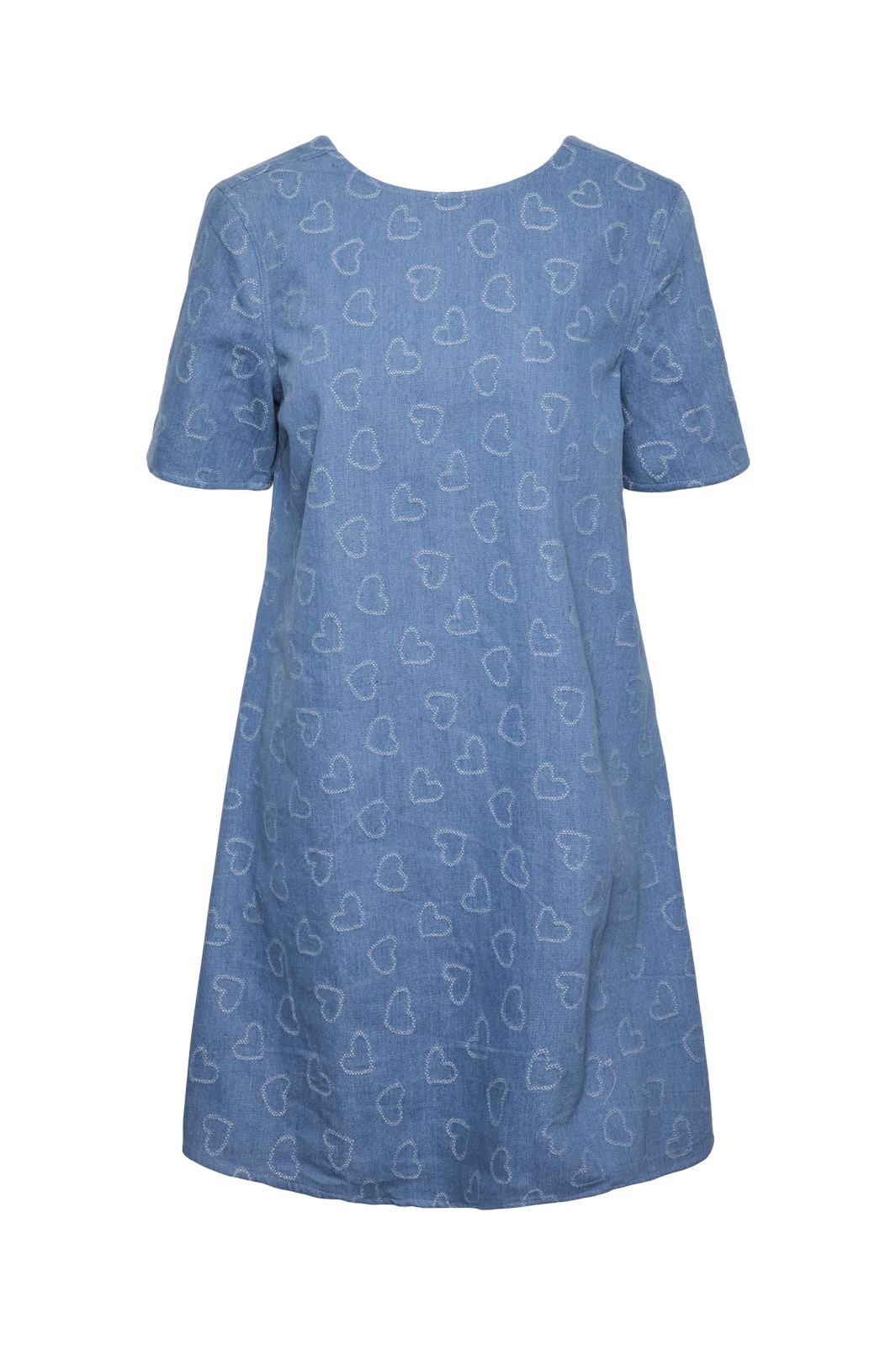 Pieces - Pcdiana Ss O-Neck Short Dress - 4624192 Medium Blue Denim