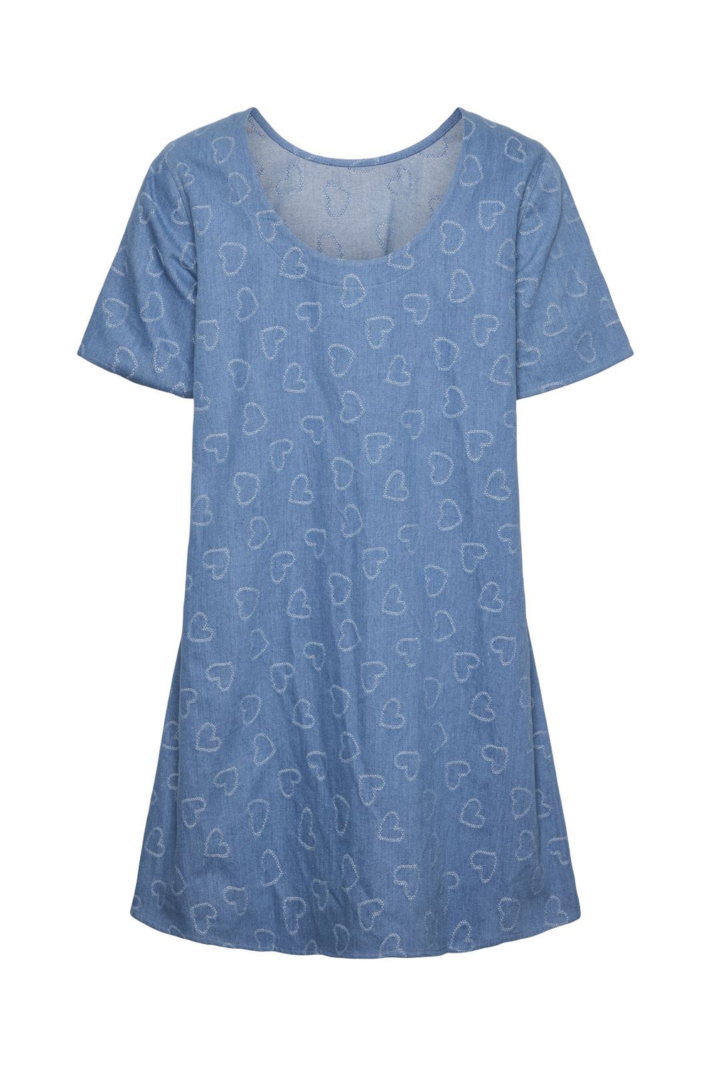 Pieces - Pcdiana Ss O-Neck Short Dress - 4624192 Medium Blue Denim
