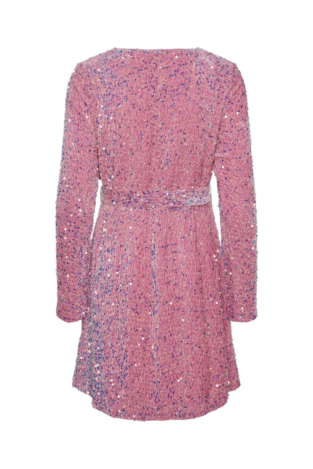 Pieces - Pcella Ls Sequin Wrap Dress - 4554784 Hot Pink Sequens