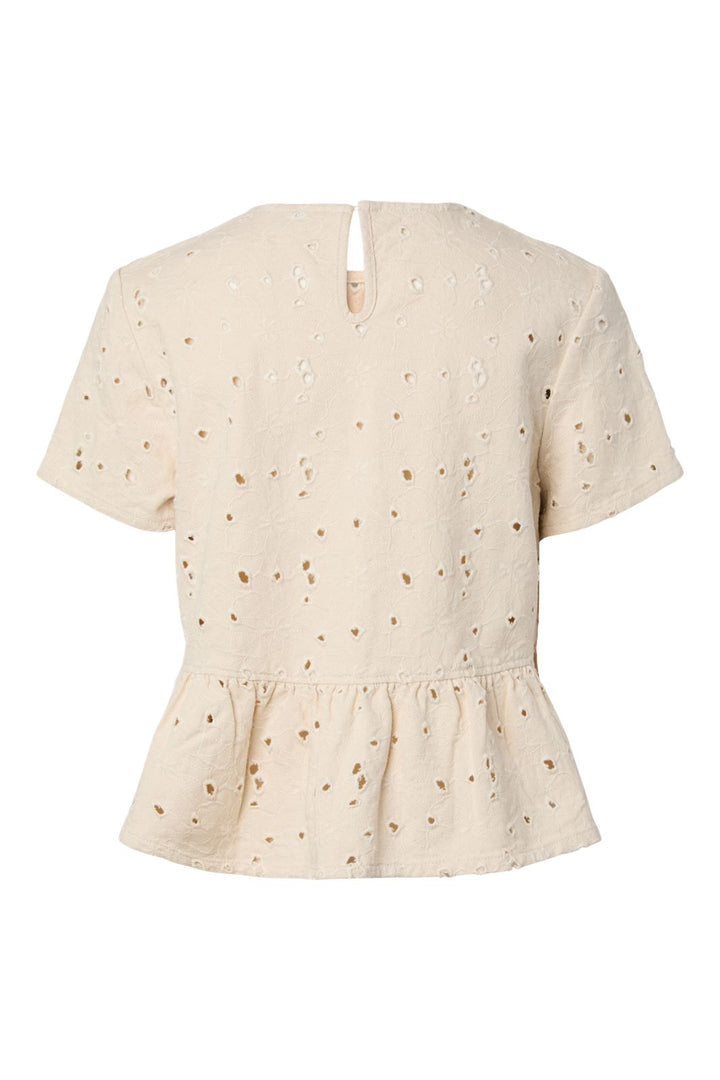 Pieces - Pcella Ss Top - 5106570 Ecru Embroidery