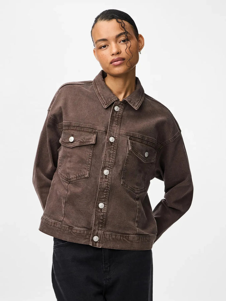 Pieces - Pcelma Denim Jacket - 4957420 Hot Fudge Jakker 