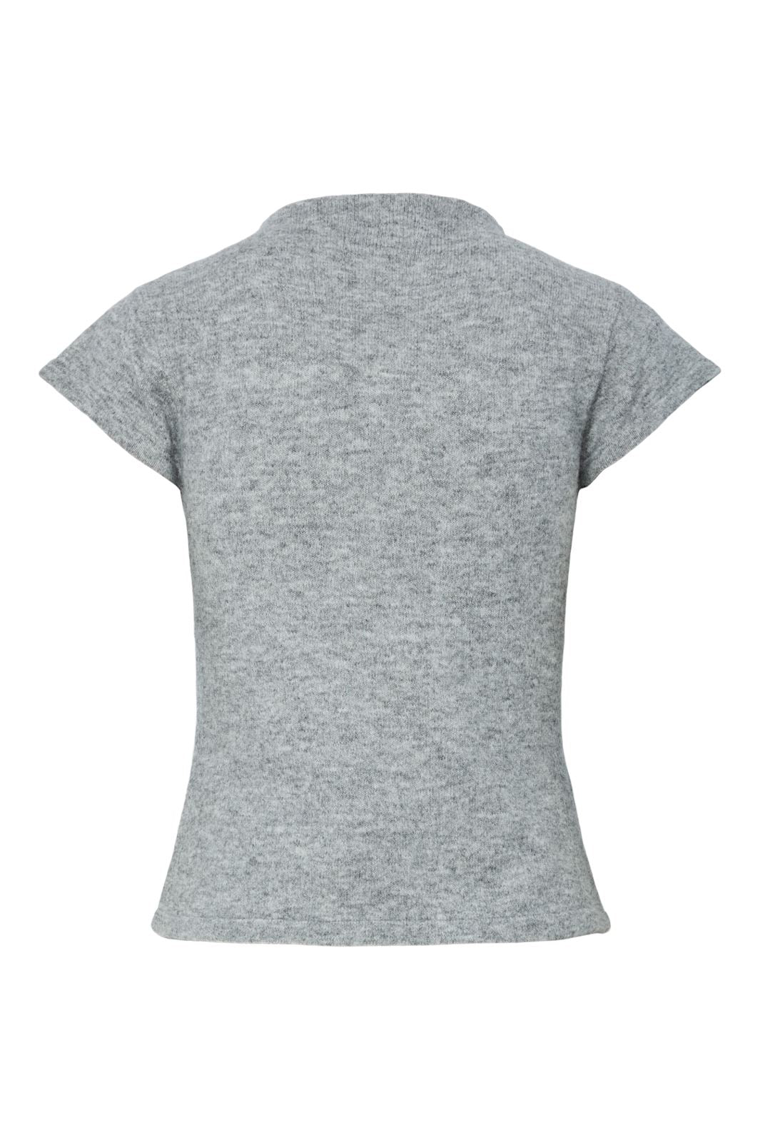Pieces - Pcfamilla Ss Mock Neck Knit Top Fsy - 4861749 Medium Grey Melange