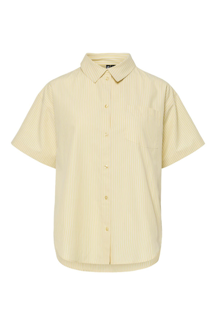 Pieces - Pcfemme Ss Loose Shirt - 4926239 Pale Banana Cloud Dancer