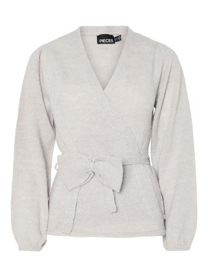 Pieces - Pcfleur Ls V-Neck Knit Cardigan Fsy - 4860356 Light Grey Melange