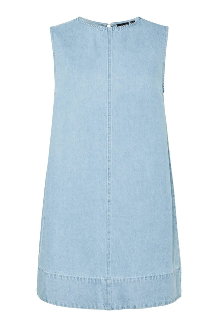 Pieces - Pcflora Sl Mini Denim Dress - 4793356 Light Blue Denim