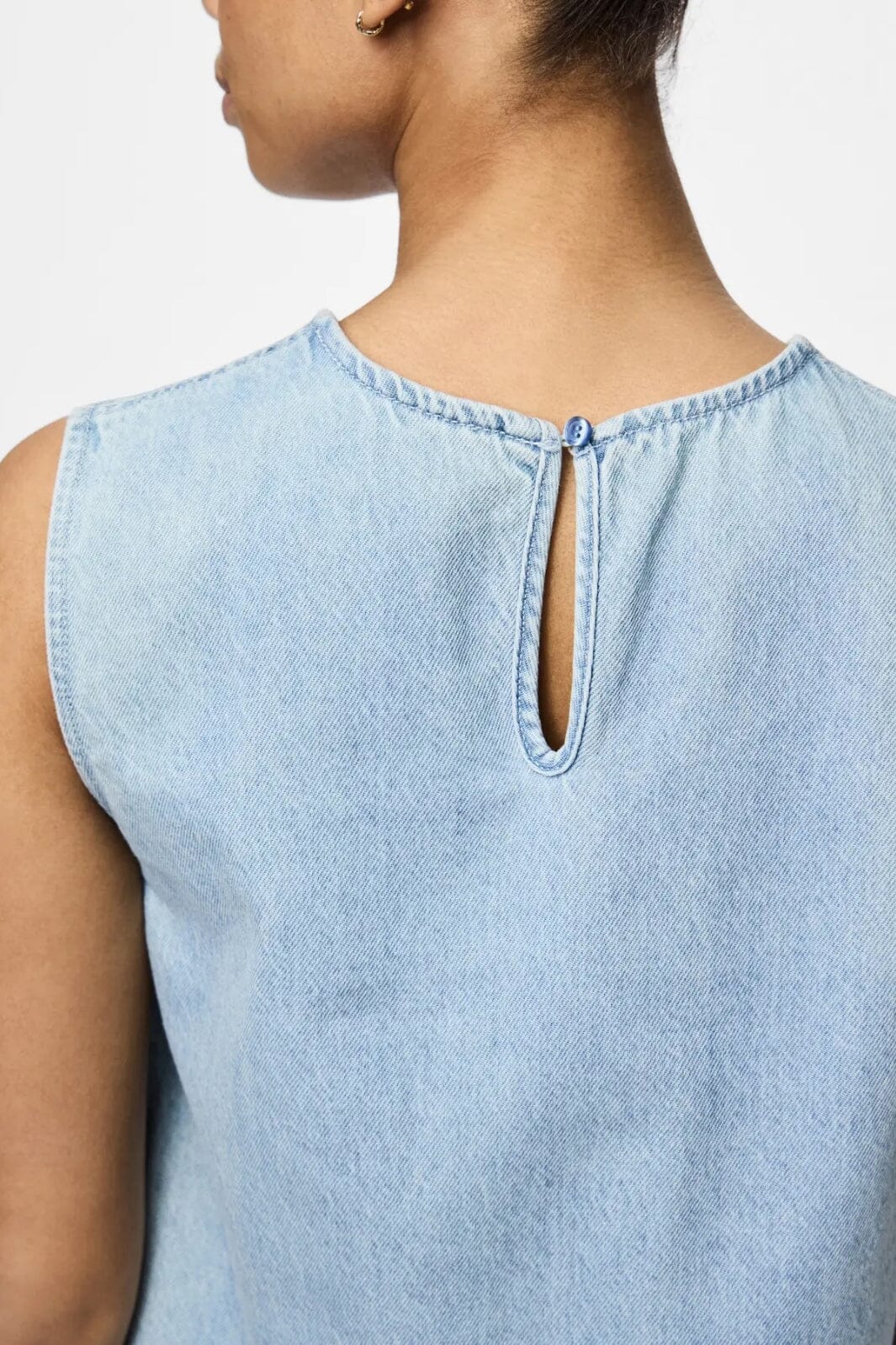 Pieces - Pcflora Sl Mini Denim Dress - 4793356 Light Blue Denim