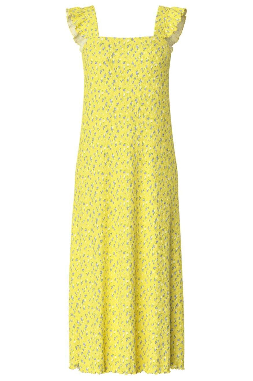 Pieces - Pcflora Strap Flounce Dress - 4699183 Pale Banana Small Flower Kjoler 