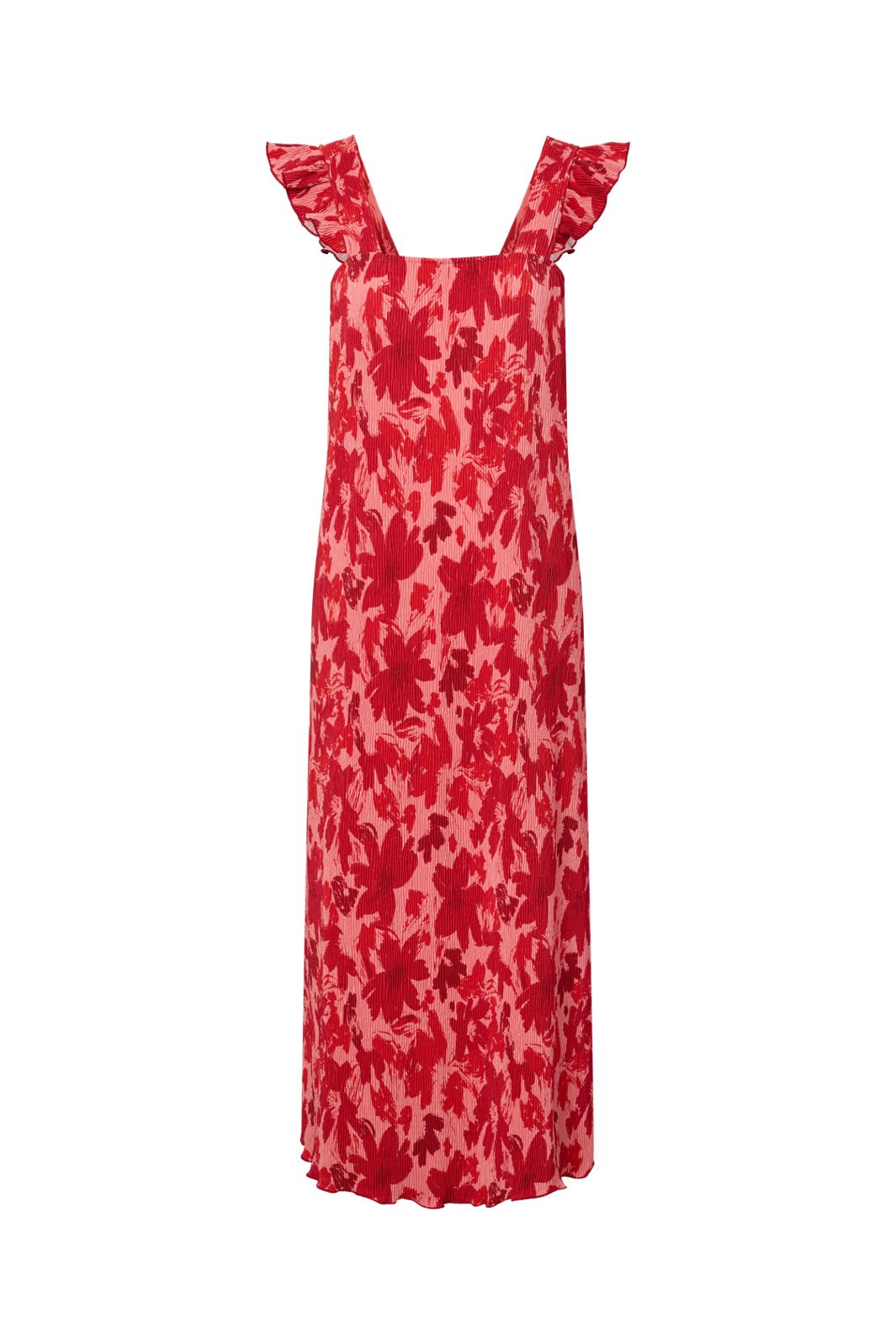 Pieces - Pcflora Strap Flounce Dress Msa - 4963679 Adrenaline Rush Red Tone Flowers