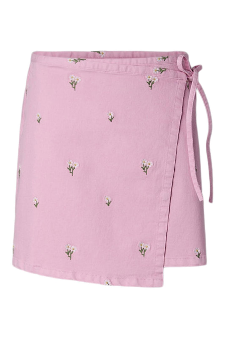 Pieces - Pcflora Wrap Emb Skirt - 5124675 Roseate Spoonbill Yellow Flower Embroidery