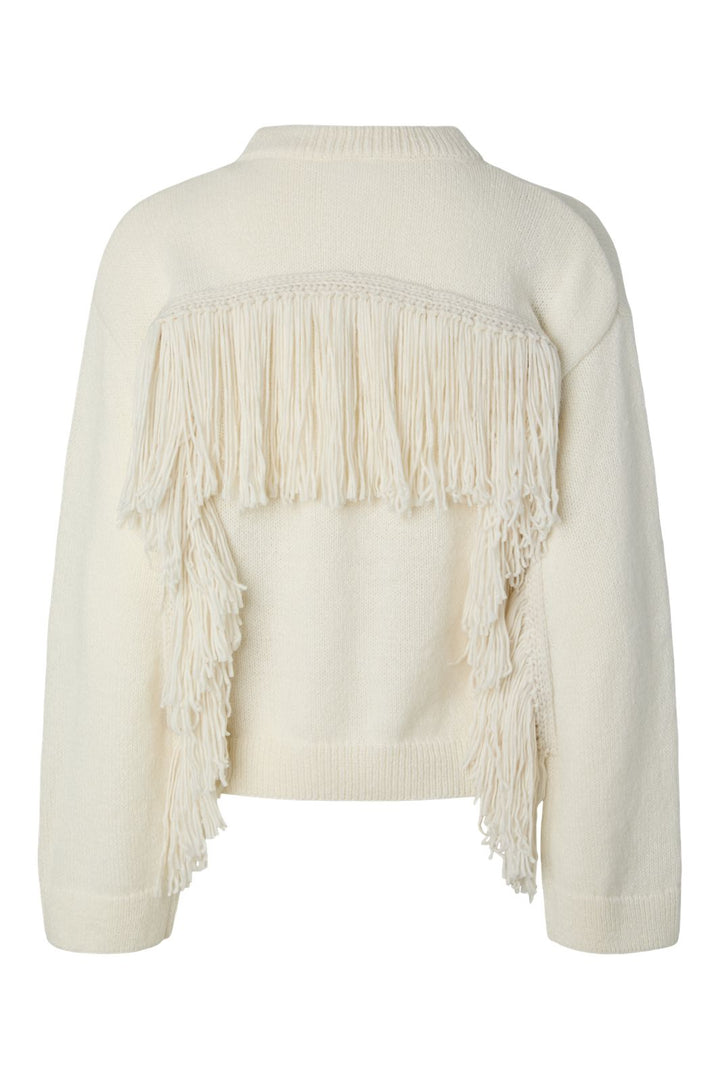 Pieces - Pciva Ls O-Neck Fringes Knit - 5217787 Birch