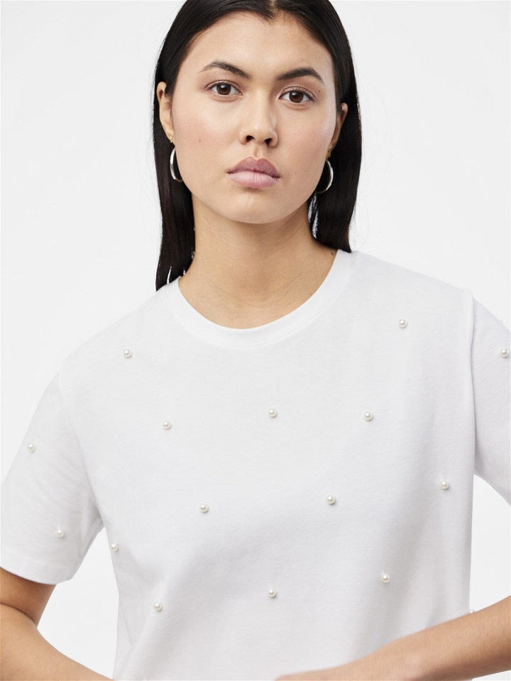 Pieces - Pcjam Ss Tee - 4586432 Bright White Pearls T-shirts 